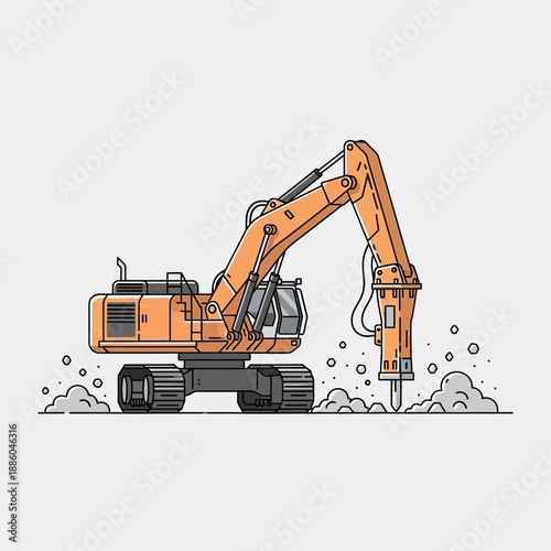 Heavy Duty Demolition Machine With Hydraulic Breaker Digging Hard Ground Work