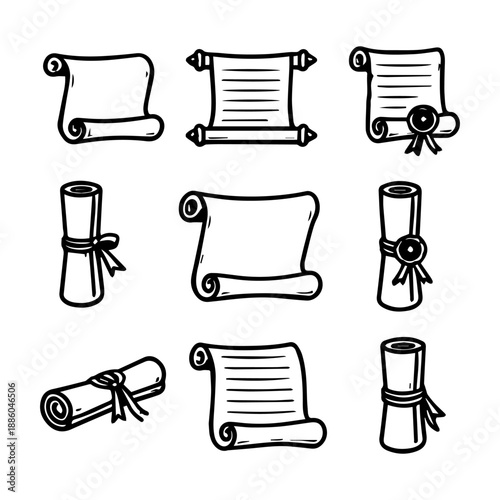 scrolls vector icon set on a white background
Vector icon set