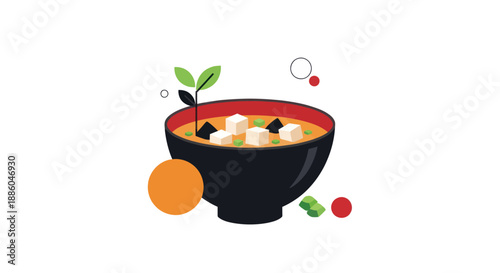 Bowl of soup illustration on white background
