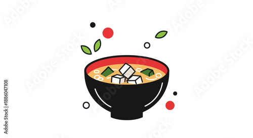 Bowl of soup illustration on white