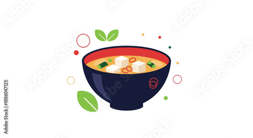 Bowl of soup illustration on white background