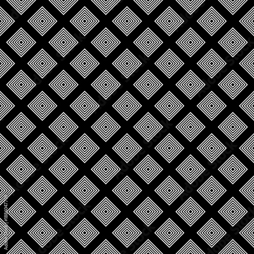 Rhombuses contours background. Seamless surface pattern design with diamonds ornament. Checks wallpaper. Ethnic mosaic motif. Digital paper for textile print, page fill, web designing. Vector artwork