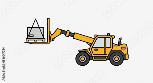 Heavy Duty Industrial Telehandler Lifting Palletized Goods With Precision Icon