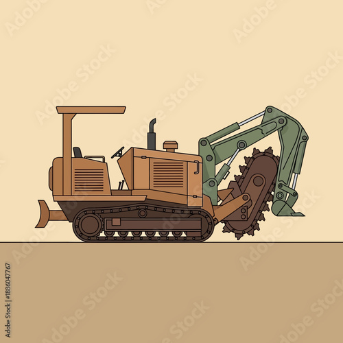 Heavy Duty Industrial Trencher Machine Digging Soil For Construction Project