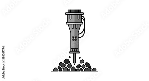 Heavy Duty Jackhammer Actively Breaking Apart Concrete Ground Construction Site Operations