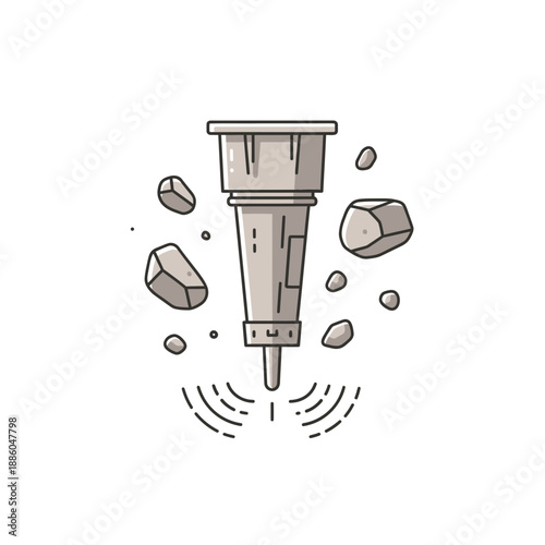 Heavy Duty Jackhammer Breaking Concrete And Rocks With Power And Precision Illustration