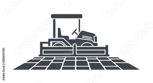 Heavy Duty Road Paver Machine Icon Symbolizing Infrastructure Development And Construction