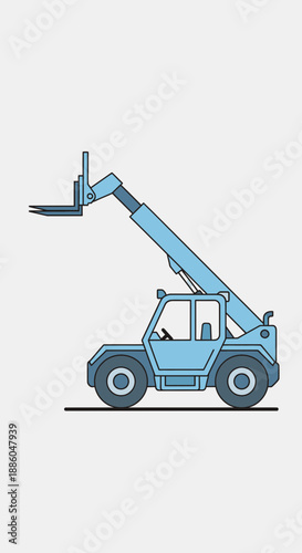 Heavy Duty Telehandler Construction Machine Material Lifting Operations Vector Illustration