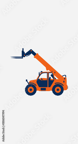 Heavy Duty Telehandler Lifting Equipment Modern Vector Illustration