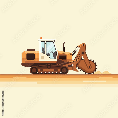 Heavy Duty Trencher Machine Digging Utility Lines Industrial Excavation Work