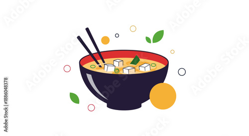 Bowl of miso soup with chopsticks