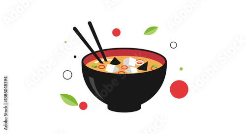 Bowl of miso soup with chopsticks
