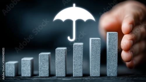 Wallpaper Mural Insurance protection concept with rising bars and umbrella symbolizing risk management and growth Torontodigital.ca