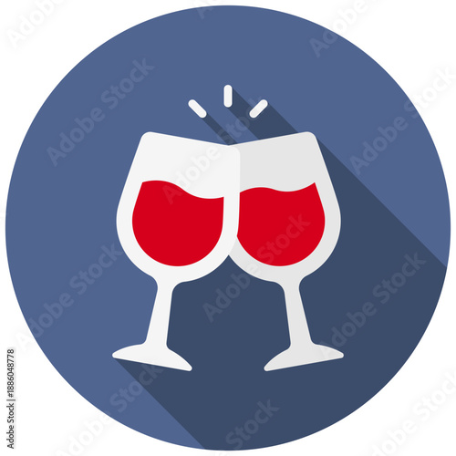 Wine Glass Rounded Flat Color Icon, Mini Illustration Relate To Food, Gastronomy. Use For Modern Concept, Ui, Ux Web And App Development.
