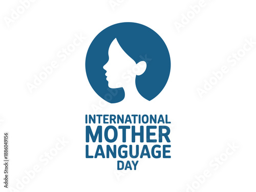 International Mother Language Day logo with a blue and white design
