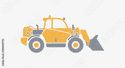 Heavy Equipment Loader Vehicle Illustration For Construction Work Site And Industrial Use