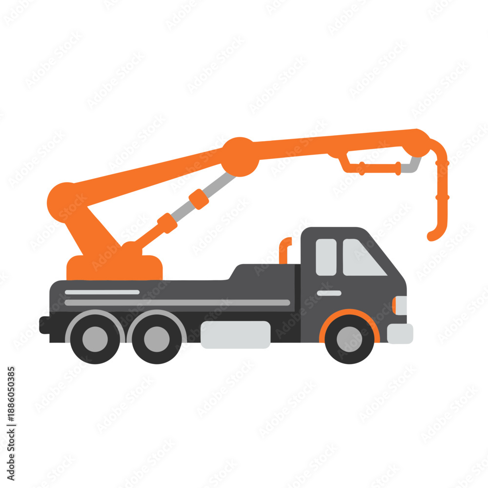 Naklejka premium Industrial Concrete Pump Truck Vector Illustration Construction Site Equipment Icon