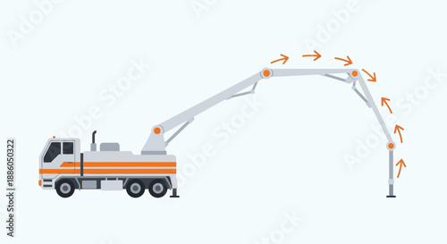 Industrial Concrete Pump Truck Extending Boom Illustration Modern Vector Design For Building