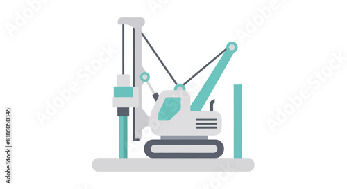 Heavy Industrial Pile Driver Machine Icon For Foundation Building