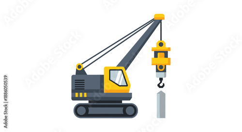 Industrial Construction Crawler Crane Icon Illustration For Building Site Development