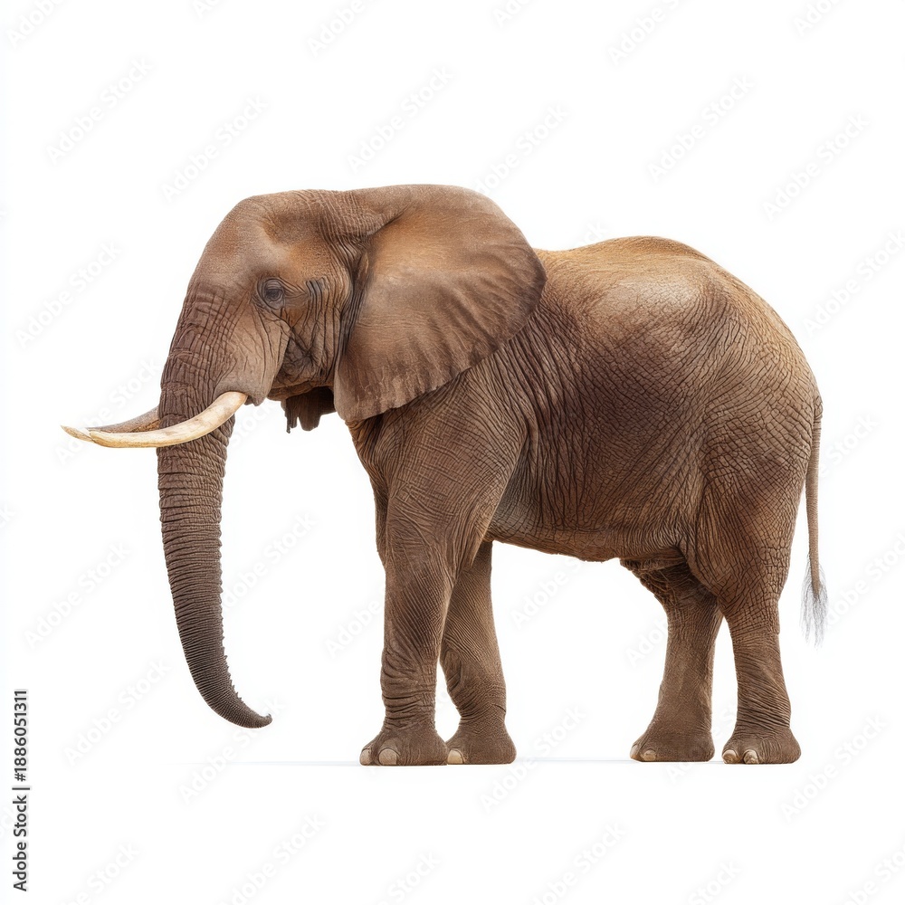 Obraz premium Majestic African Elephant Standing Proudly in Natural Habitat with Large Ears and Curved Tusks Capturing Beauty of Wildlife