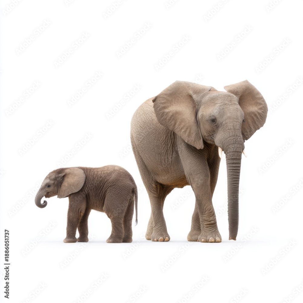 Fototapeta premium Majestic African Elephants with Baby Elephant Playing in Pristine Natural Habitat Setting