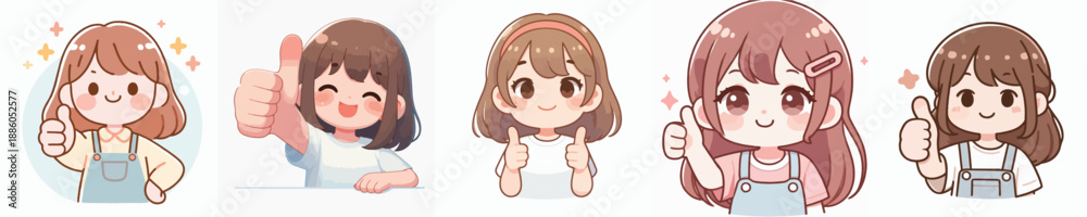 Obraz premium A Cute Giving Giving Thumbs Up Vector Illustration