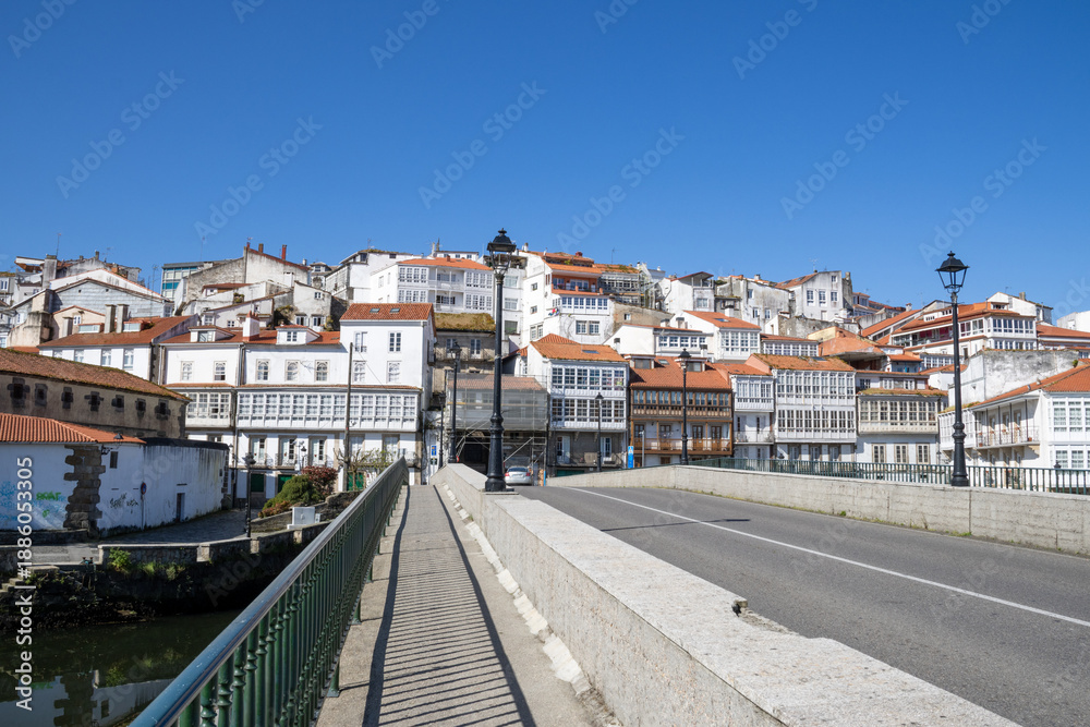Obraz premium Betanzos, located in northwestern Spain, with white buildings and authentic Galician atmosphere.