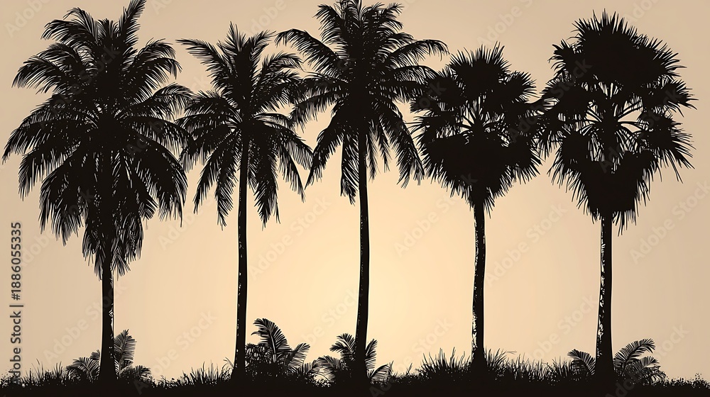 Obraz premium Tropical palm illustration vector high resolution picture
