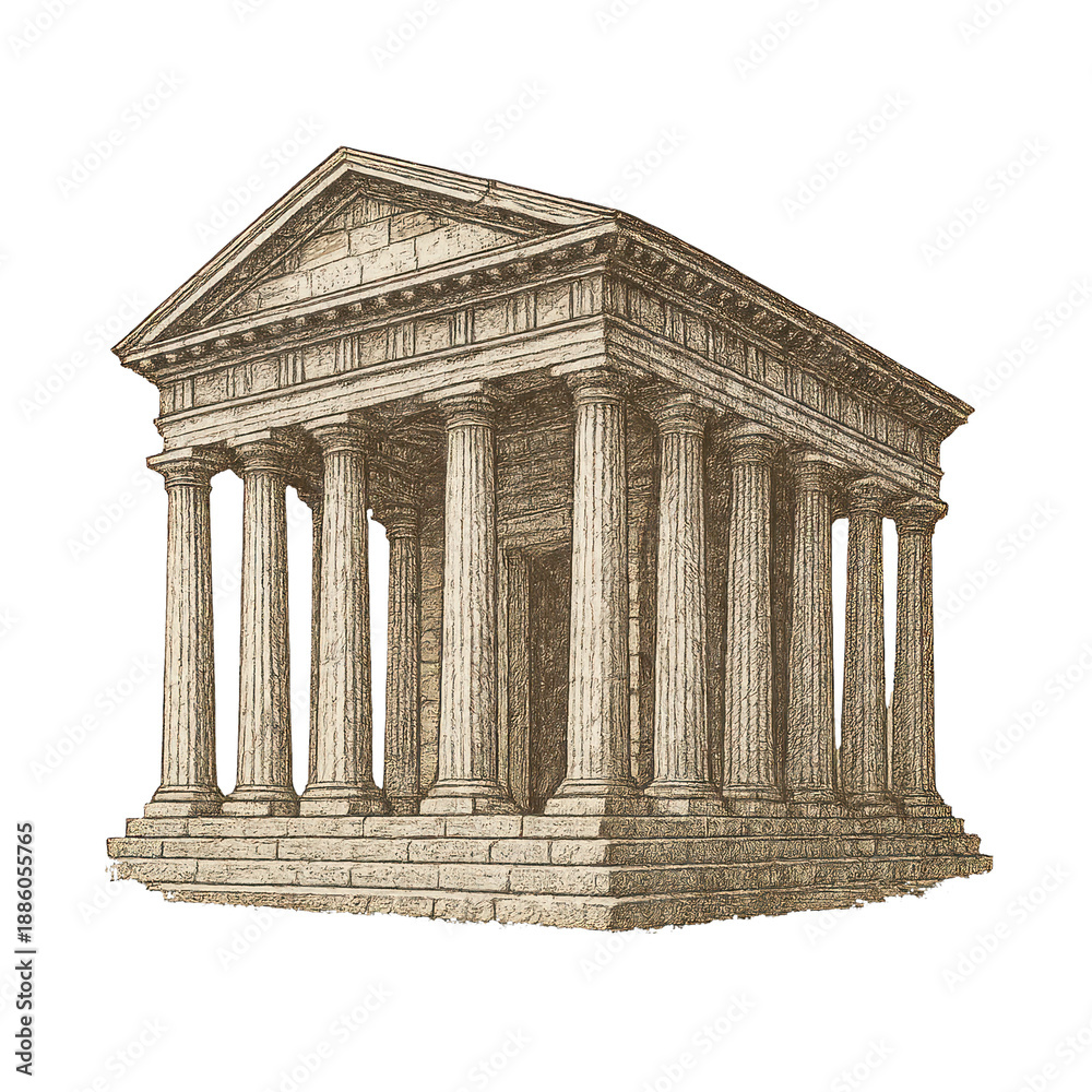 Fototapeta premium PNG Ancient temple architectural illustration.