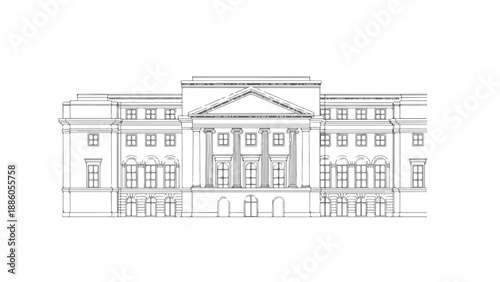 Classical public library facade with grand pillars