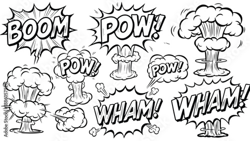 Collection of comic style impact and boom effects