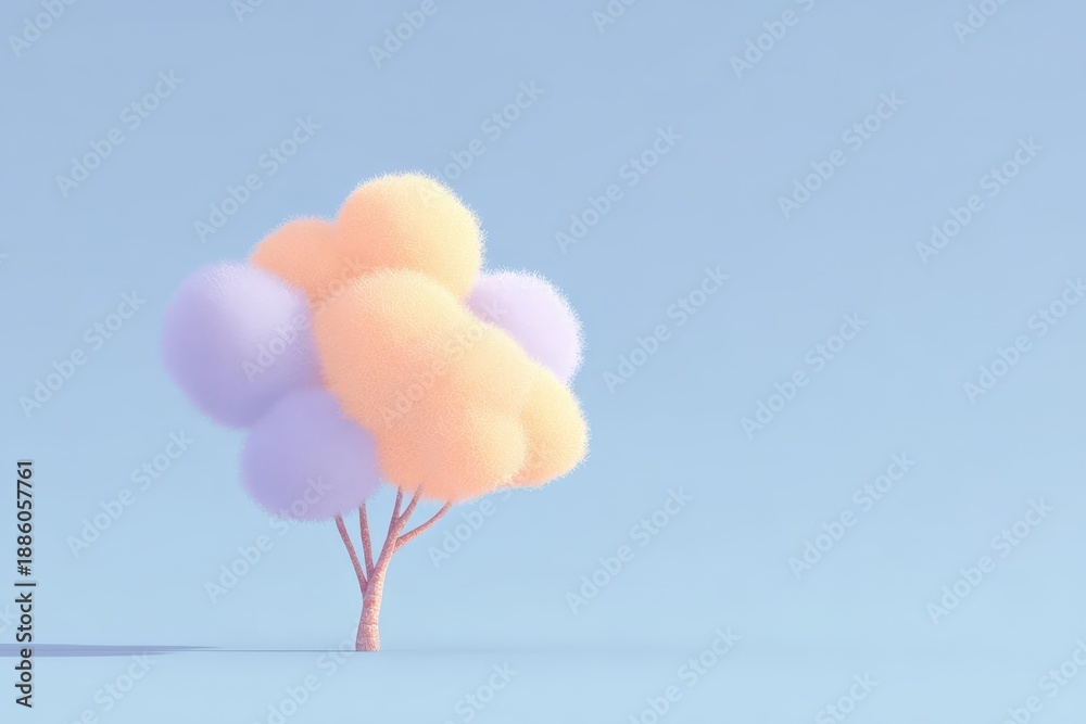Fototapeta premium A small tree with a bunch of balloons