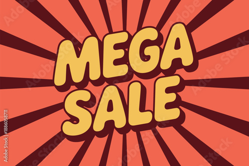Vibrant Mega Sale Advertisement with Orange Background and Yellow Text