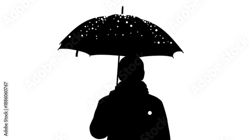 Person Holding Umbrella in Rainy Weather.