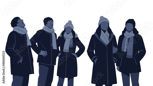 Group of People Wearing Winter Clothing.
