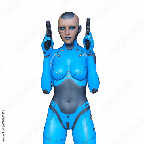 女性サイボーグ　3DCGレンダリング