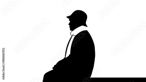 Silhouette of Man Wearing Cap and Suit.