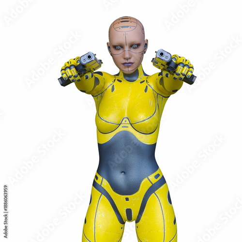 女性サイボーグ　3DCGレンダリング