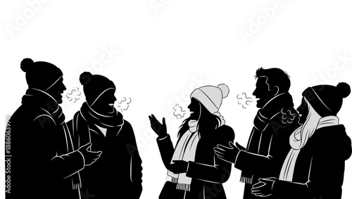 Group of People Wearing Winter Clothing.