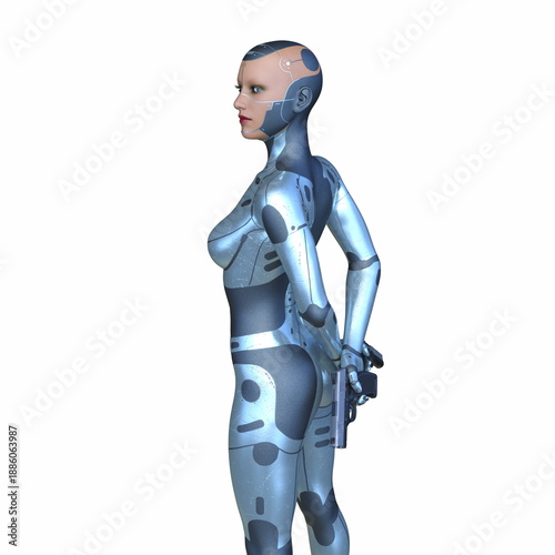 女性サイボーグ　3DCGレンダリング