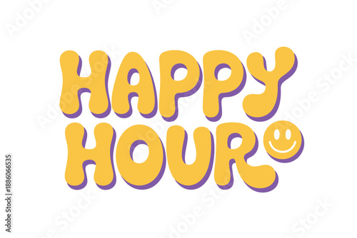 Colorful Happy Hour Text Graphic