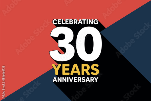 Celebrating 30 Years Anniversary with Colorful Geometric Background and Bold Typography