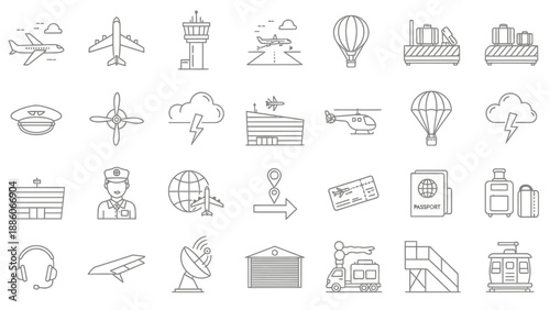 Hand drawn vector collection of travel and landmark icons featuring a doodle sketch design for business and gift illustrations