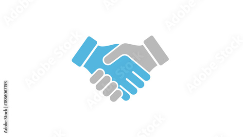 A professional black silhouette vector illustration of a business handshake icon symbol representing a successful partnership deal and agreement between people