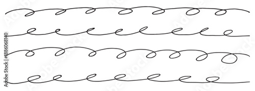 フリーハンドのくるくる線画：おしゃれな飾り罫線素材