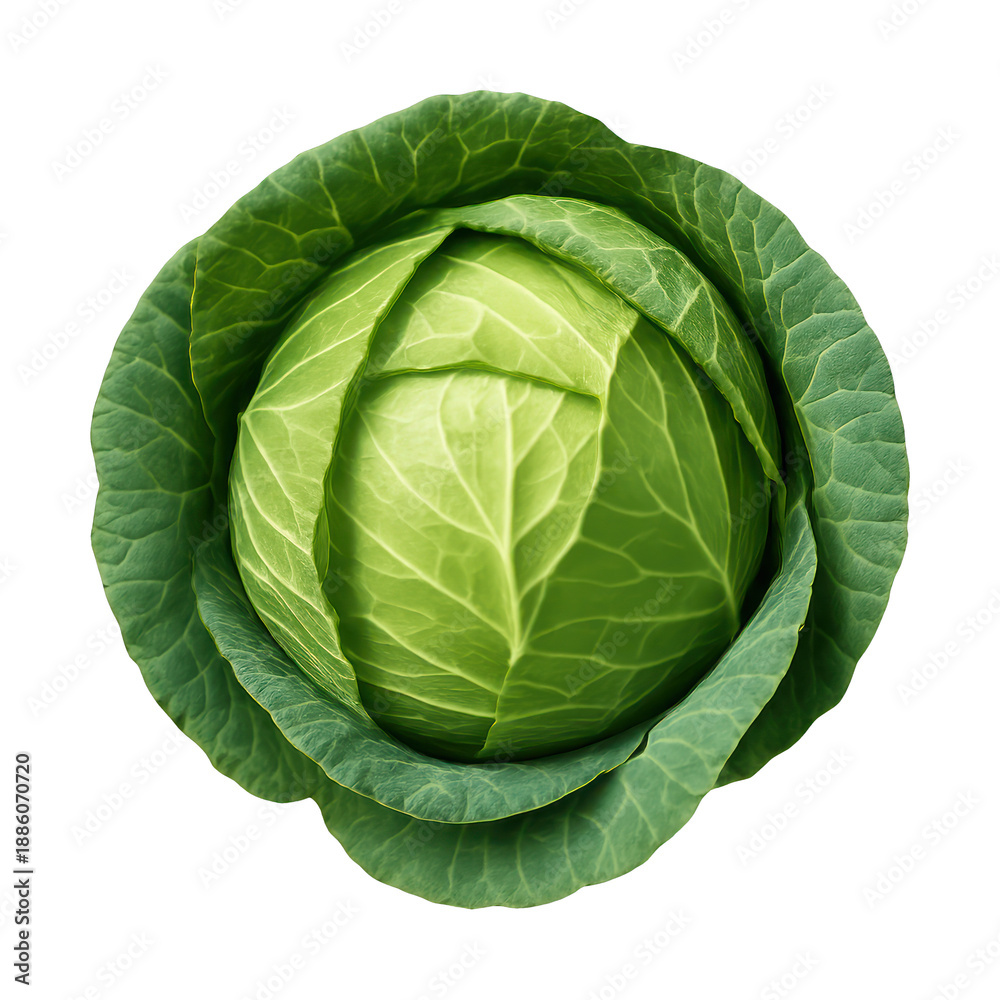 Fototapeta premium PNG Fresh green cabbage vegetable.