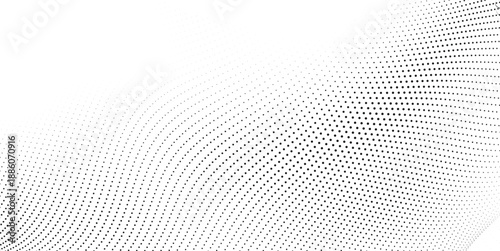 Minimal abstract halftone dot gradient vector illustration with smooth curved pattern on white background for clean modern branding and editorial design