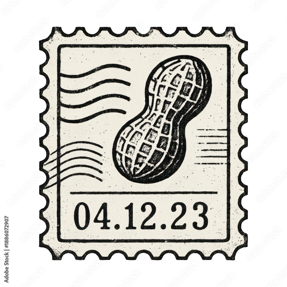 Obraz premium PNG Vintage peanut postage stamp illustration.