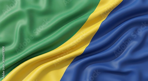 Wallpaper Mural Gabon flag waving with texture of silk fabric close-up detail Torontodigital.ca